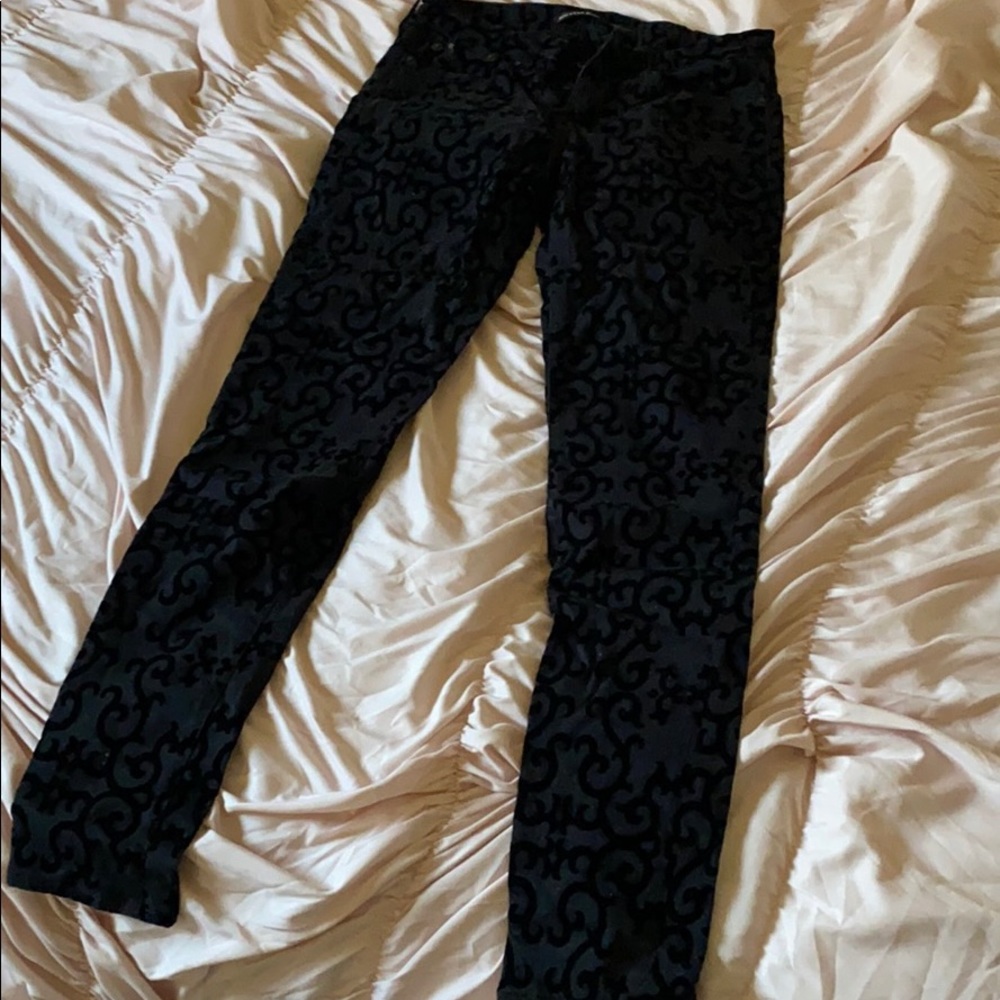 Big star black skinny pants with velvet detail
